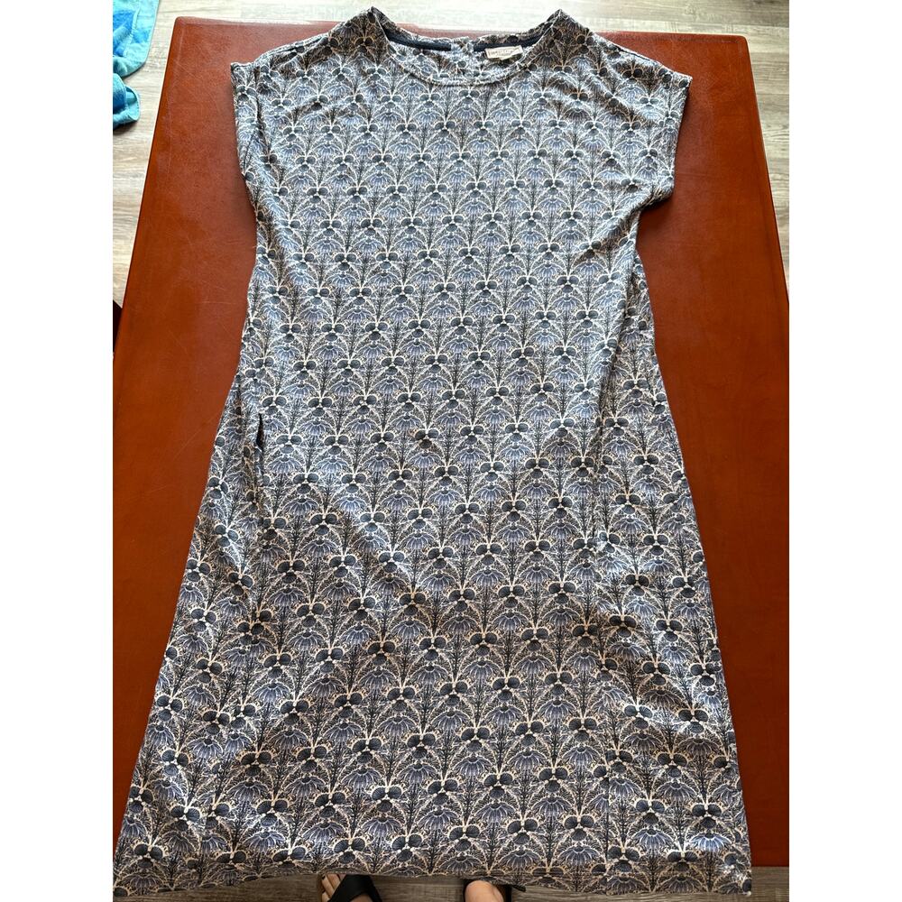 Fat Face Jersey Dress Blue Floral Cotton Modal Size UK 10 US 6 Pockets A-Line - Picture 2 of 10